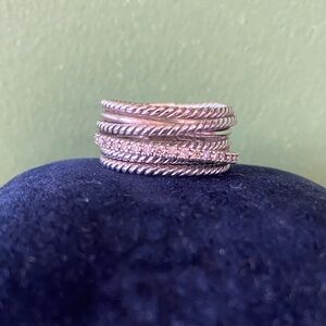 David Yurman Stacked Rope-Detail Silver Ring - Women Jewelry